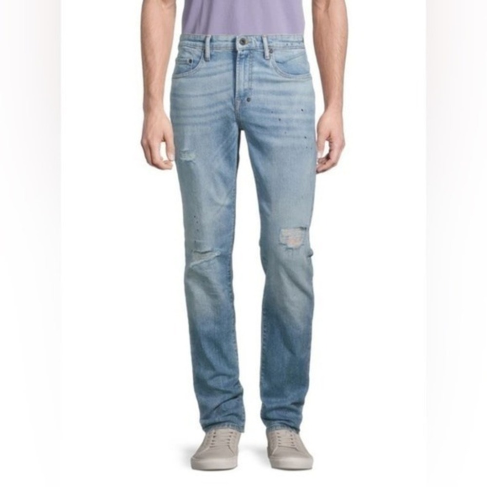 PRPS Bluffton Distressed Light Indigo Blue Stretch Denim Tapered Skinny Jeans 42